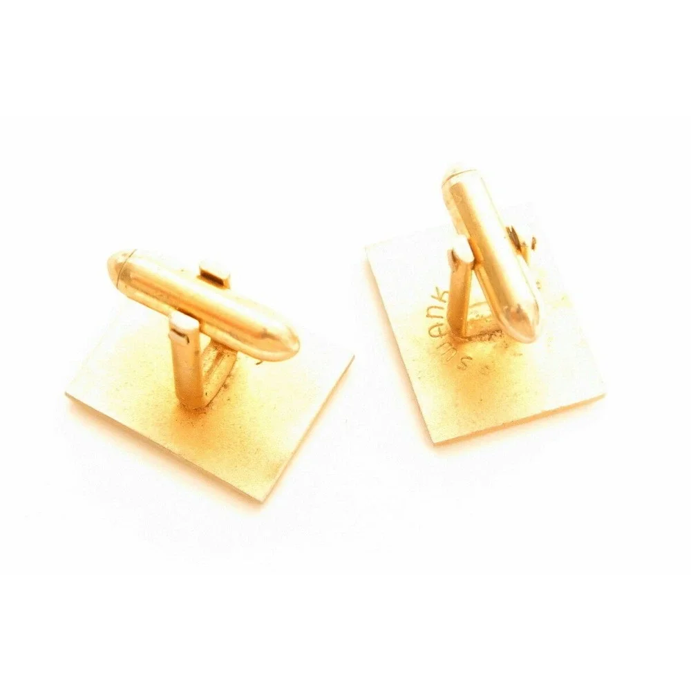 VINTAGE GOLD PLATED GREEK KEY DESIGN CUFFLINKS*SWANK GROOM MEN'S FORMAL‎ JEWELRY